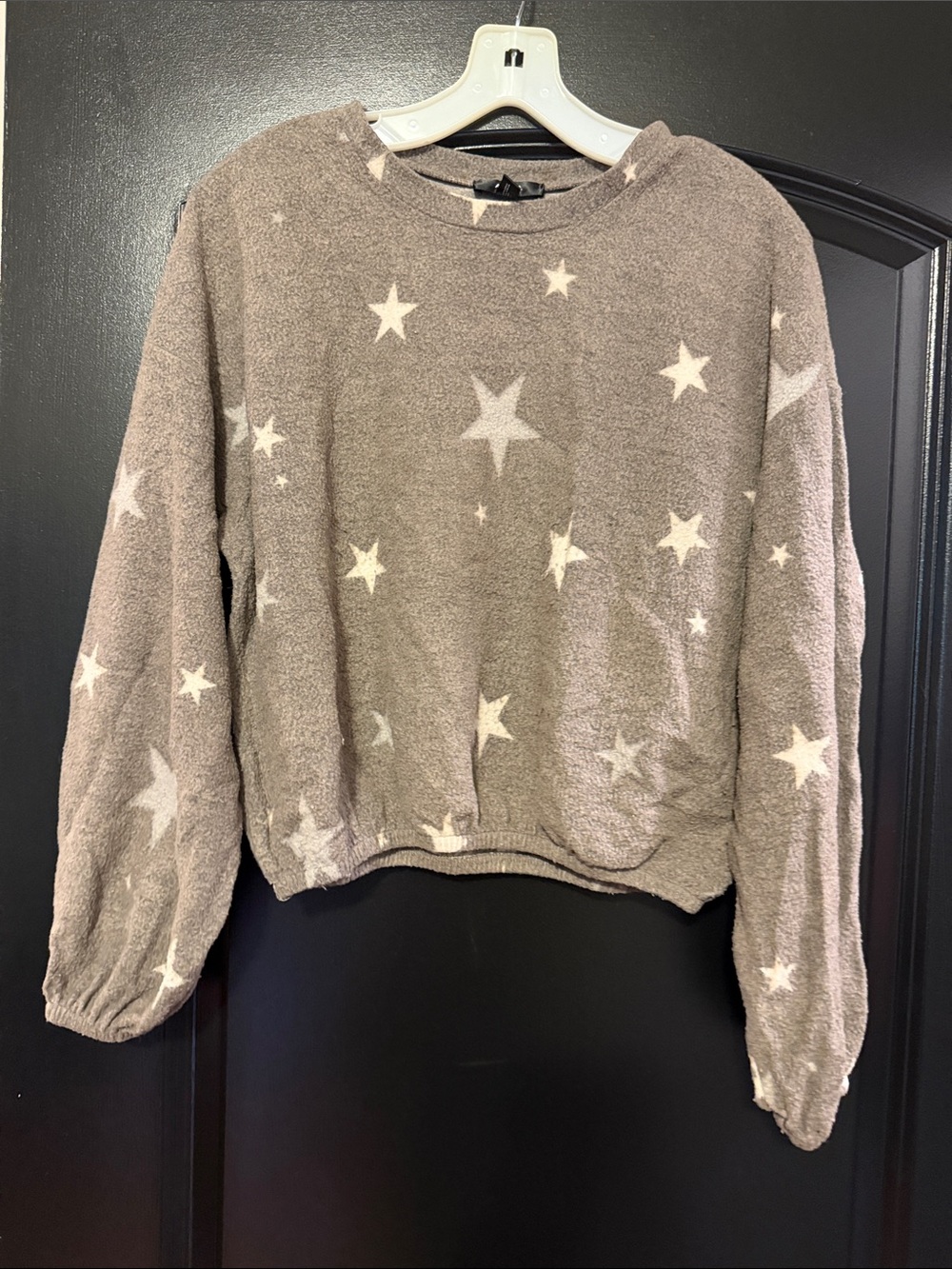 Aqua Taupe Star Plush Crewneck Sweater